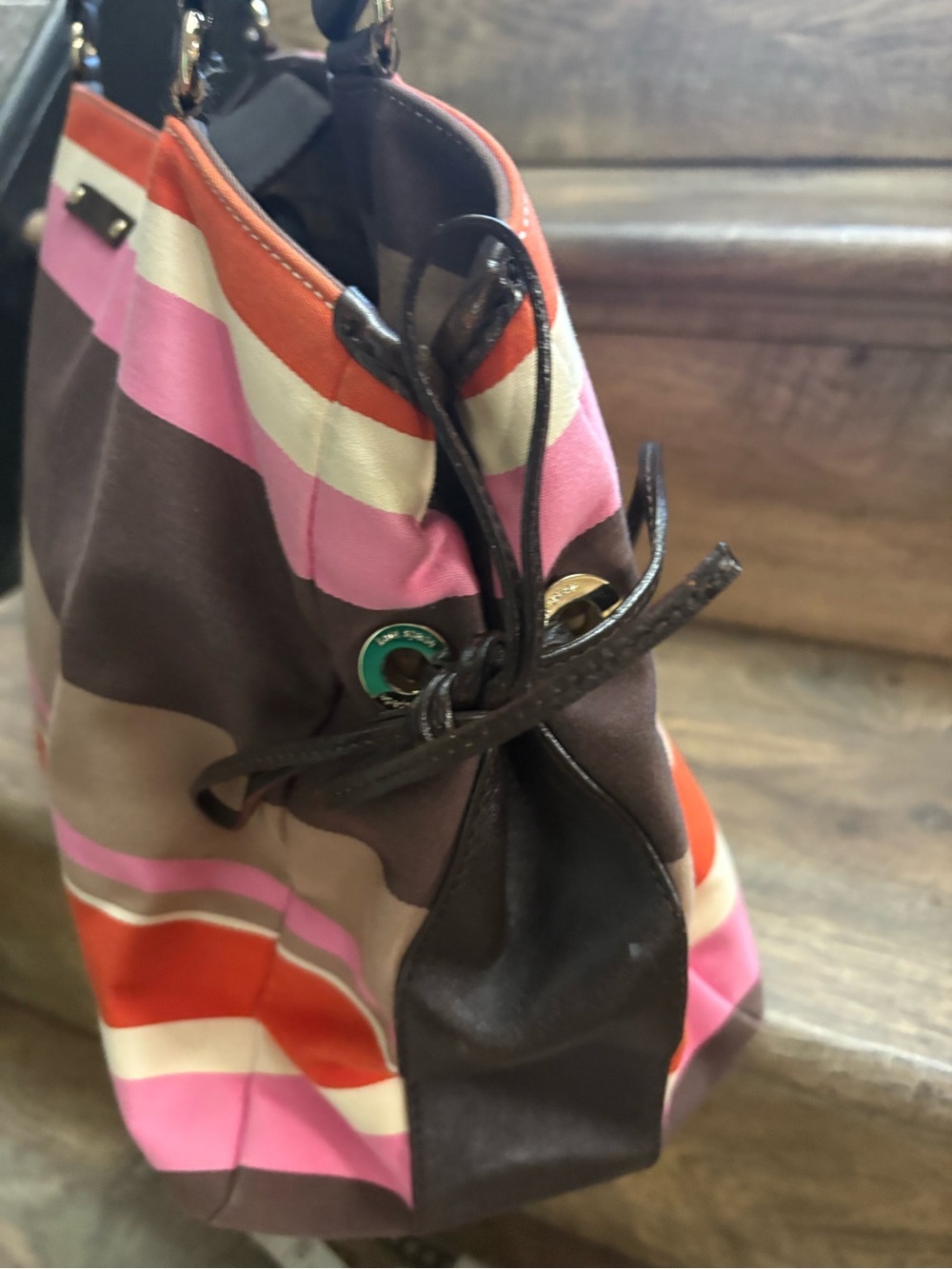 kate spade Striped Tote in Brown, Pink & Red - Picture 4 of 8
